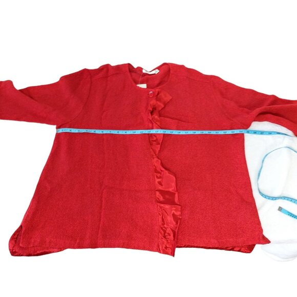 MASAI Cardigan Jacket Red Juna A Shape Satin Ruffle Detail XL NWT - Picture 4 of 13